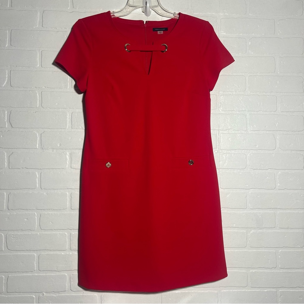 Womens Tommy Hilfiger Scuba Crepe Grommet Top Pocket Dress Mini Dress Size 10 - Picture 2 of 6